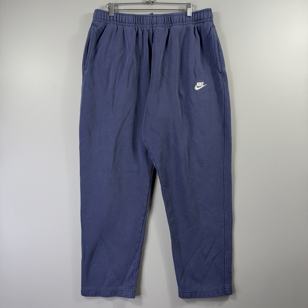 Nike Sweatpants Mens XL Blue Fleece Elastic Waist Pockets Relaxed Fit Lounge